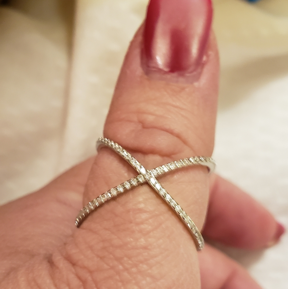 Sz 8, Cubic Zirconia Rhodium Over Sterling Silver Ring .60ctw, NWT